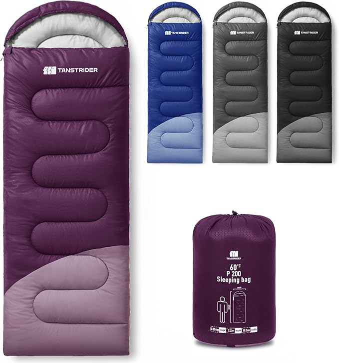 Sleeping Bag for Adults Warm Weather, Compact Lightweight Backpacking Sleeping Bag with Compression Sack, Camping Essentials Gear for Hiking Travel Climbing Outdoor & Indoor Use