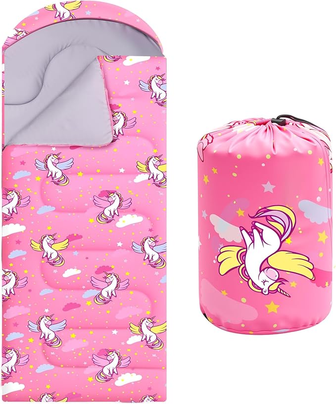 Camping Sleeping Bag for Kids 3 Season Warm Cool Cold Weather Waterproof Sleeping Sack for Boy Girl with Carry Bag Adult Travelling Outdoor Camping Gear Equipment