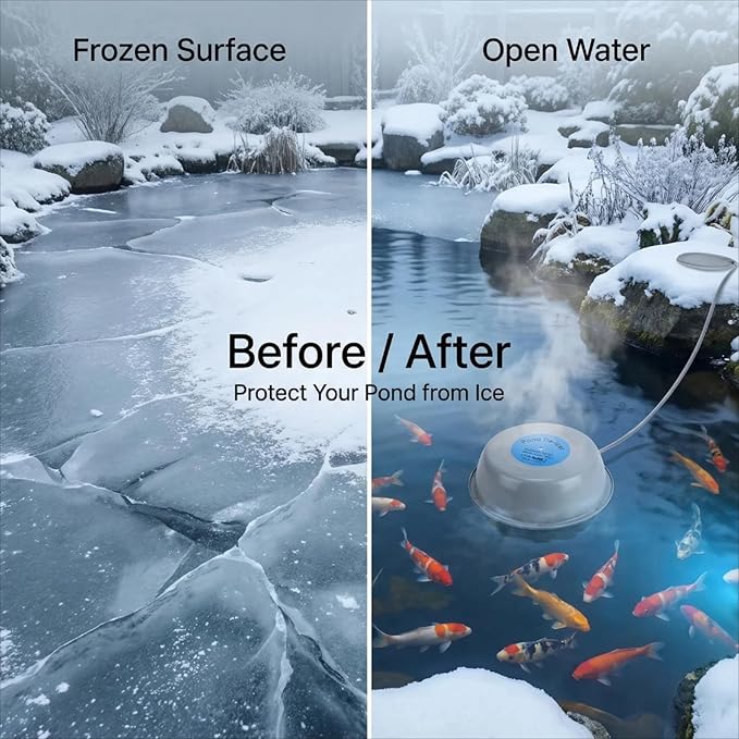 500W Pond Heaters for Outdoor Ponds with Fish, Thermostat Controlled De-Icer with Oxygen Exchange, 10 FT Cord,Die-cast Aluminum,EVA Foam Inside, LED Indicator,Safety Listed