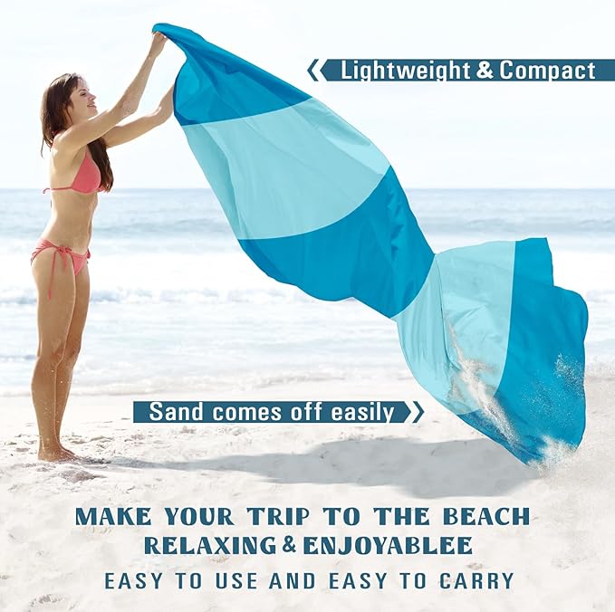 Famstar Beach Blanket Sandproof Waterproof 10'×9' 1-8 Adults Oversized,Compact Lightweight Durable Beach Mat for Travel Camping Hiking Picnic Blanket