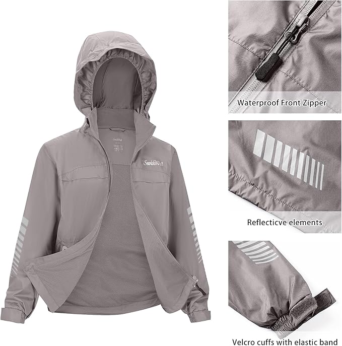 SWISSWELL Kids Rain Gear Boys Girls Youth Waterproof Rain Suit Breathable Reflective Raincoat and Pants