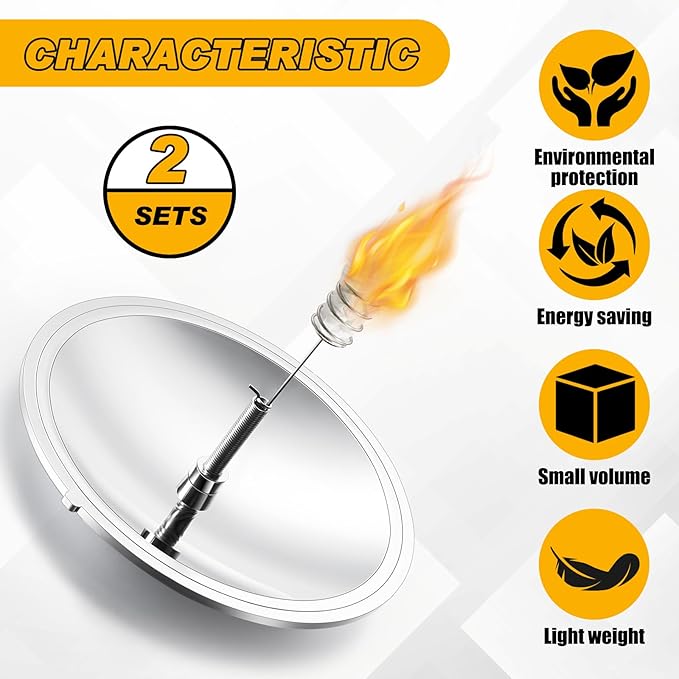 Maitys 2 Pcs Solar Fire Starter Solar Spark Lighter Camping Survival Tool Windproof Fire Starter Emergency Travel Kits Parabolic Mirror Ignition Cooker Outdoor Hiking Tool Home Yard