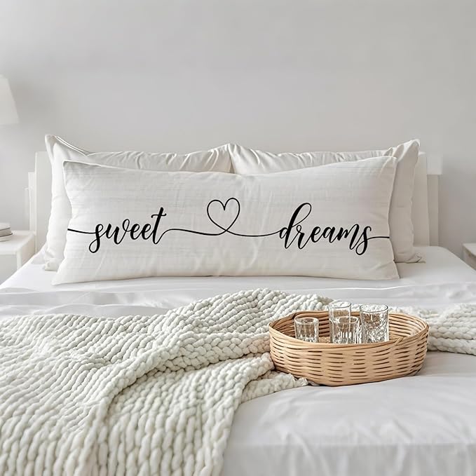 Sweet Dreams 20x54 Body Pillow Cover, Master Bedroom Decor, Farmhouse Decor, Best Wedding Gifts for Couples Decorative Long Body Pillow Cases for Bed Couch