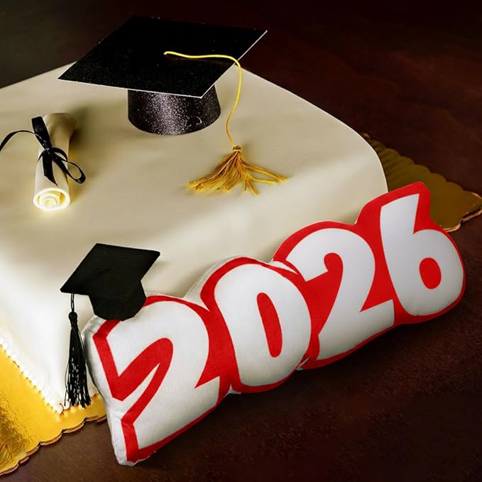 Beeveer Class of 2026 Autograph Stuffed Pillow 15.7" Graduation Autograph Stuffed Pillow Graduation Guest Signature Gifts Grad Party Sign in Decor for High School College(Red,Classic)
