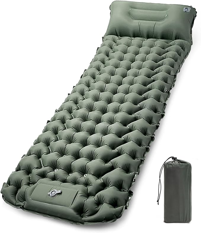 Camping Sleeping Pad, Extra Thick Ergonomic Camping Mattress with Built-in Pump, Lightweight and Compact for Backpacking, Hiking, Tent
