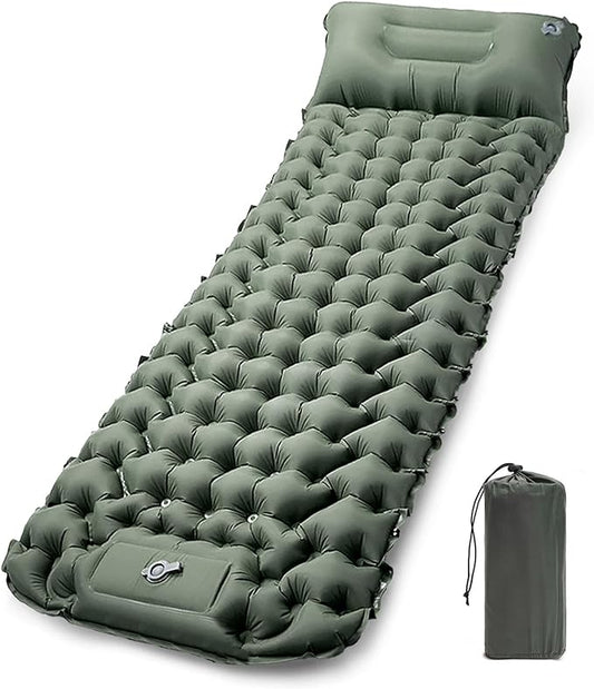 Camping Sleeping Pad, Extra Thick Ergonomic Camping Mattress with Built-in Pump, Lightweight and Compact for Backpacking, Hiking, Tent