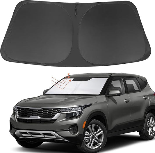 Front Windshield Sun Shade Foldable Car Front Window Sun Shade Windshield Shade Custom Fit for Kia Seltos 2021-2026 Block UV Rays Accessories Heat Keep Cooler