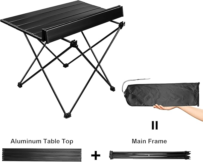 Folding Camping Table – Ultralight Aluminum Portable Table for Camping, Hiking, Backpacking, Picnic, Beach, BBQ – Compact Lightweight Collapsible Travel Side Table for Outdoor, RV, (2)