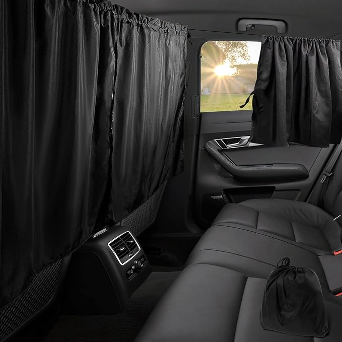 Car Privacy Curtains, Universal Car Window Shades Light Blocking Sunshades, Auto Blackout Curtains Baby Shades Wide Sedan SUV Sunshade Screen Covers for Travel Camping Nap Sleeping (3 pcs)