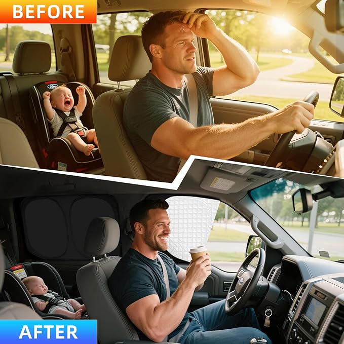 ZATOOTO Car Window Shades for Ford F-150 2021-2024 - Custom Fit Front and Rear Side Window Sun Shade 100% UV Protection & Heat Blocking, Privacy Cover for Camping, Napping, Parking, Ford F-150
