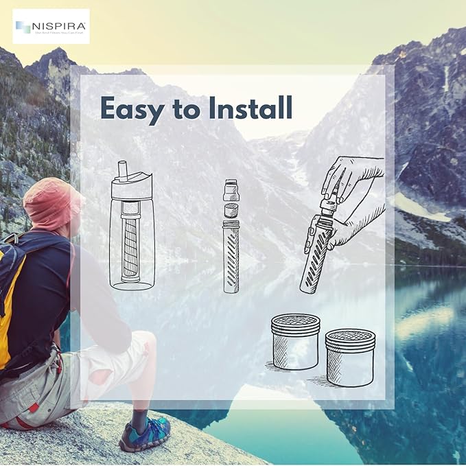 Nispira Carbon Water Filter Replacement Compatible with Lifestraw Go Series, Lifestraw Steel, Lifestraw Universal Water Bottle, 8 Packs