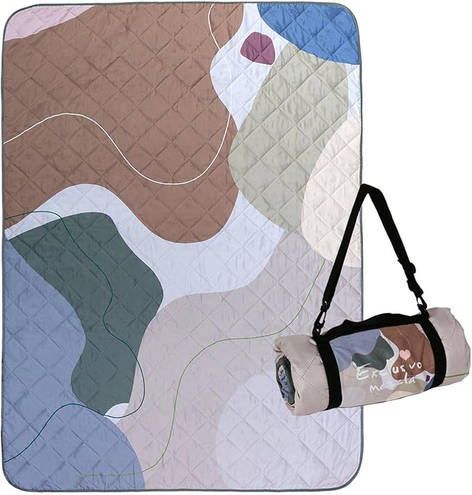Exclusivo Mezcla Waterproof Picnic Blankets 60x80 Inch, 3 Layer Extra Large, Sandproof and Foldable Outdoor Blanket for Beach Camping, Park and Travel
