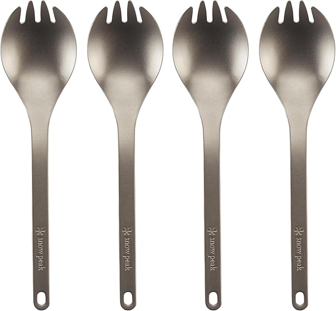 Snow Peak Titanium Sporks, Lightweight Titanium Cutlery for Camping & Hiking, Compact & Portable Utensil for Easy Packing, Durable Camping Cookware Accessories