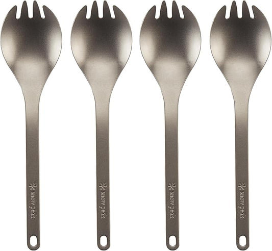 Snow Peak Titanium Sporks, Lightweight Titanium Cutlery for Camping & Hiking, Compact & Portable Utensil for Easy Packing, Durable Camping Cookware Accessories