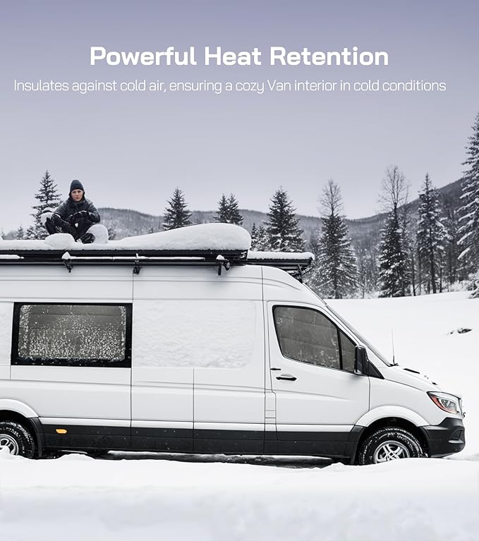 Extra-Thick Rear Door Window Covers(Pair) for Ford Transit Medium/High Roof Van,2015-2026,Cold Weather Essentials,Magnetic Direct Fit, AllSeasonGuard Pro