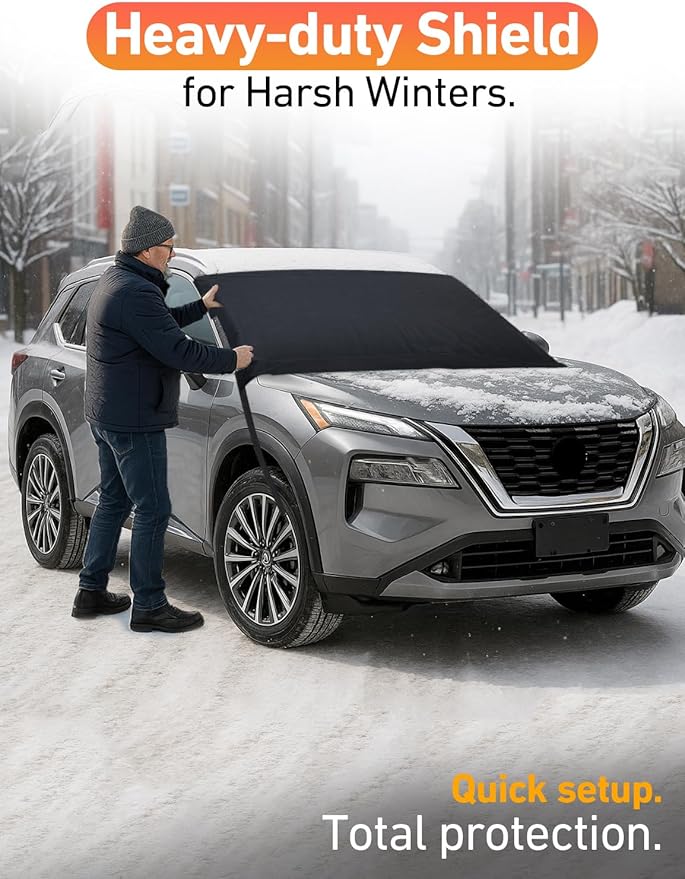 EcoNour Windshield Cover Compatible for Nissan Rogue | Windshield Cover for Ice and Snow with S-Hook Straps | Heavy-Duty 600D Oxford Winter Car Cover, Waterproof & Anti-Slip
