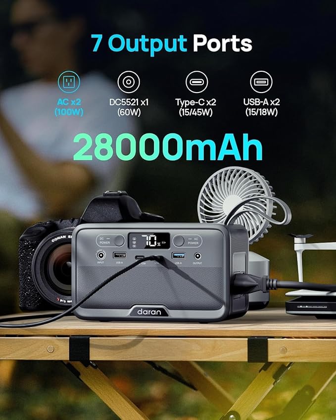 Portable Power Station 100W with 25W Solar Panel LiFePO4 Battery Power Bank with110V AC Outlets Solar Generator Fast Charging for Hurricane Emergency,Outdoor Use,Off-Grid traveling