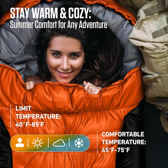 VENTURE 4TH Backpacking Sleeping Bag – XXL, Double and Single Sizes - Lightweight Warm & Cold Weather Sleeping Bags for Adults, Kids & Couples – Ideal for Hiking, Camping & Outdoor Adventures