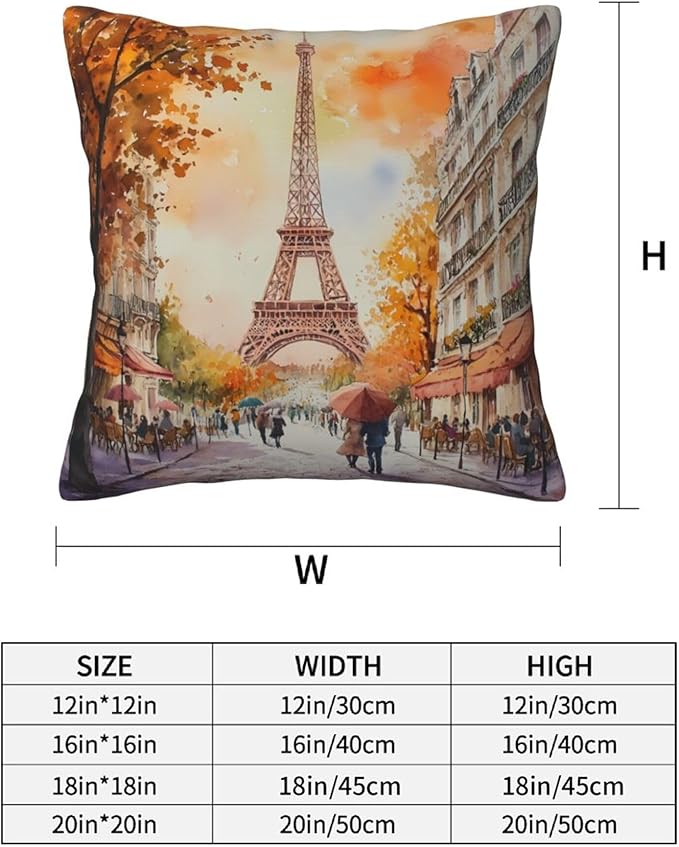 Paris Eiffel Throw Pillow Covers 18x18 inch Set of 2 Pillow Case Cushion Cover for Home Sofa Couch Living Room Car Decor