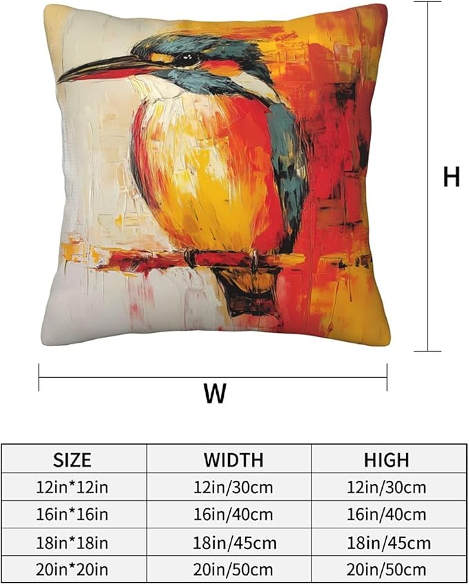 Hummingbird Art Throw Pillow Covers 18x18 inch Set of 2 Bird Pillow Case Cushion Cover for Home Sofa Couch Living Room Car Decor