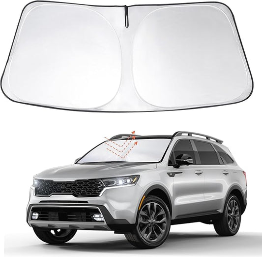 Windshield Sun Shade Custom Fit 2021 2022 2023 2024 2025 2026 Kia Sorento SUV Accessories Foldable Sunshade Sun Blocker Front Window Shades Covers Keep Car Cooler