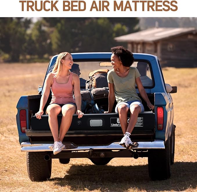 Umbrauto Camping Air Mattress for 6-6.5ft Full Size Truck Bed with Wireless Rechargeable Built-in Pump, Inflatable Pickup Truck Airbed for Outdoor Travel, Sleeping Pad with Pillows, Carry Bag