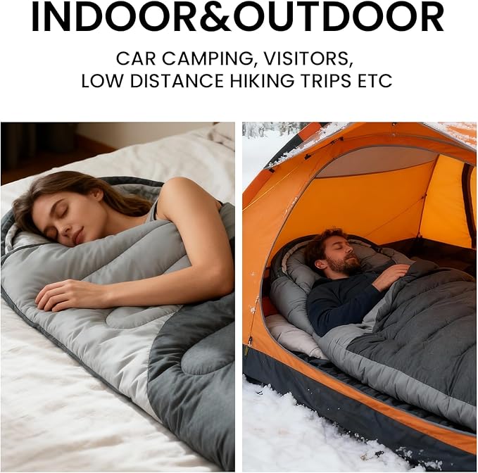 ASHOMELI Camping Sleeping Bags for Adults - 4 Season Warm & Cool Weather - Summer, Spring, Fall, Winter, Lightweight, Waterproof Sleeping Bag for Camping, Traveling, Indoors and Outdoors