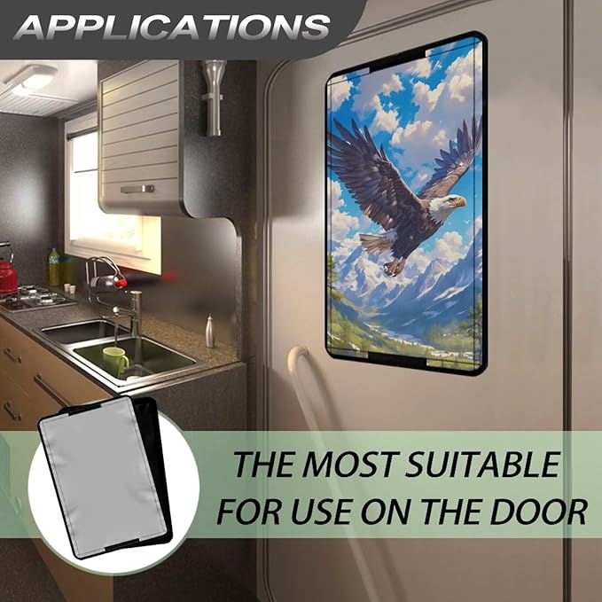 RV Door Window Shade Cover - RV Blackout Window Cover with Eagle Print,UV and Privacy Protection