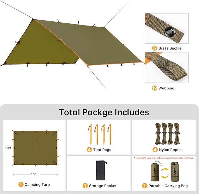Free Soldier Waterproof Portable Tarp Multifunctional Outdoor Camping Traveling Awning Backpacking Tarp shelter Rain Tarp