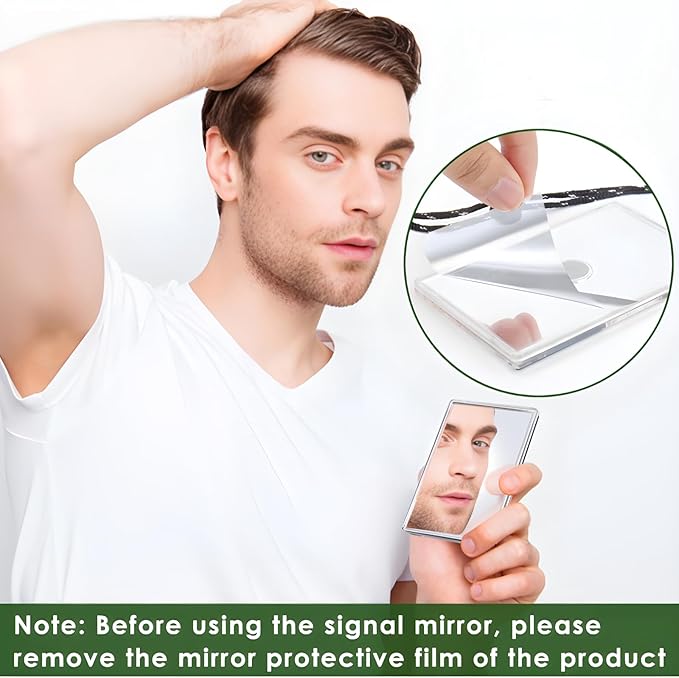 Signal Mirror Survival Kits Military Grade, 3 x 5 in Camping Mirror with Survival Whistle, Gifts for Men, Birthday Gifts for Fathers Husband Boyfriends