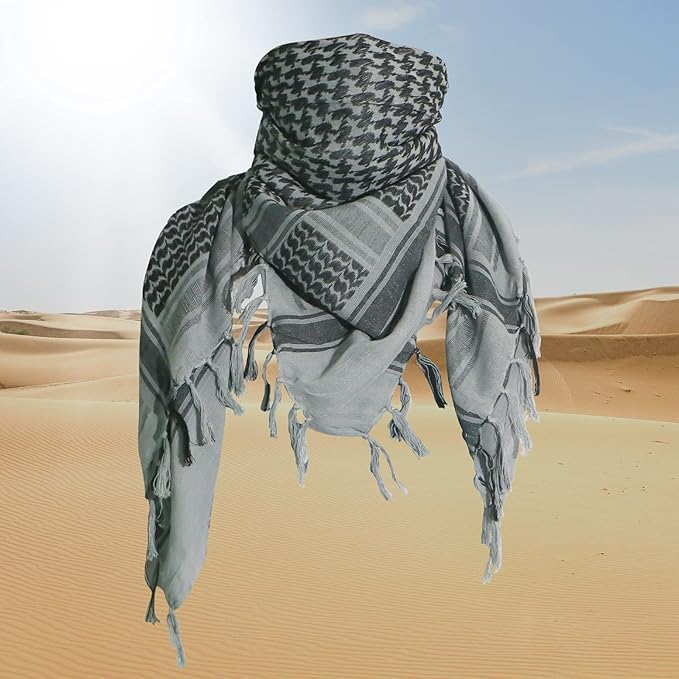 Ever Fairy Military Shemagh Tactical Desert Scarf Cotton Arab Keffiyeh Tactical Scarf Head Neck Face Wrap for Men Women
