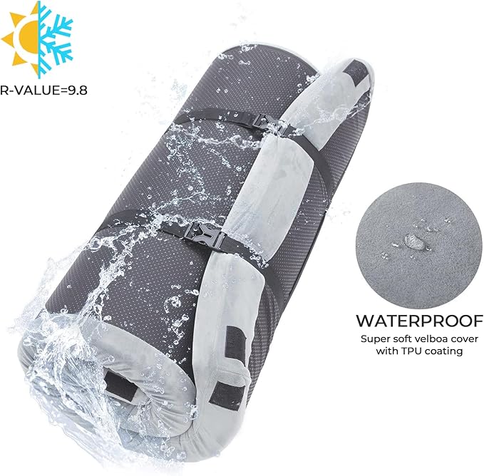 Kingfun 3 Inch CertiPUR-US Memory Foam Camping Mattress Pad, Waterproof Roll up Sleeping Pad, Thick Floor Sleeping Mats for Tent with Removable Travel Bag