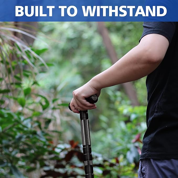 aiGear G2 Tactical Stick Hiking Walking Staff - Trekking Poles Outdoor Adjustable Hiking Stick for Camping Hiking 5-8 Tubes（with Multitool）