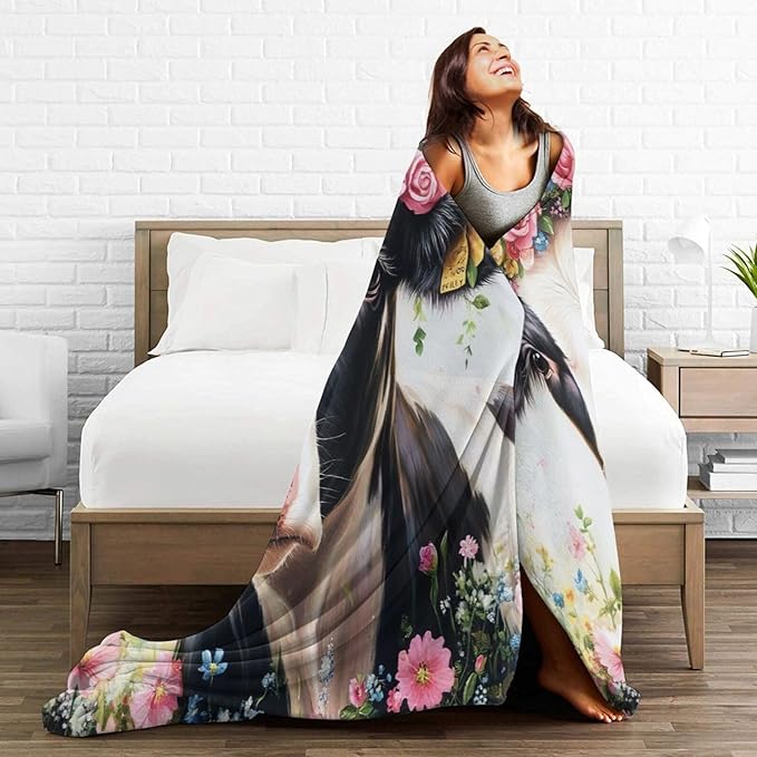 Cow Blanket Soft Warm Cute Cow Flannel Plush Throw Blanket Cozy Fluffy Cattle Animal Fleece Bedding Stuff Decor Blanket Gifts for Lover Girls Boys Kids Adults Women Bed Travel 50"x60"