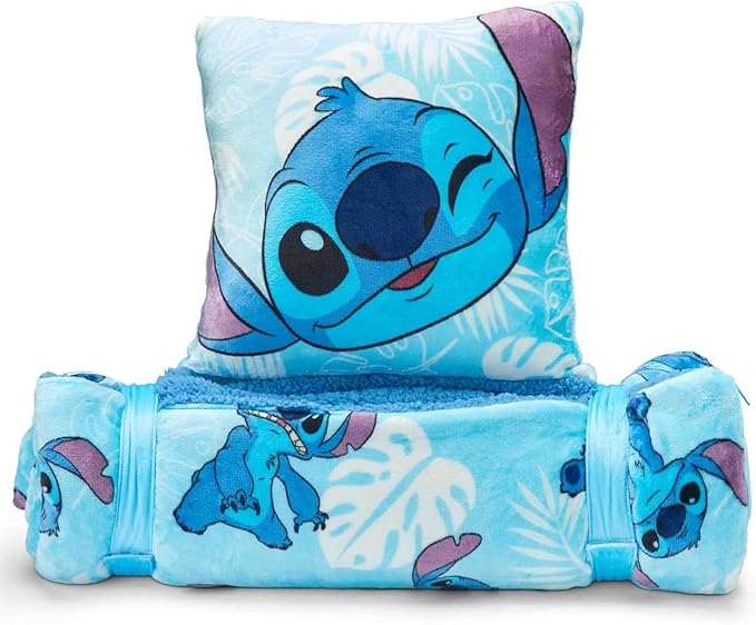 Stitch Sleeping Bag Set - Bundle with 27" x 26" Disney Slumber Bag with Attached Pillow Plus Stickers, More | Lilo and Stitch Camping and Sleepover Supplies