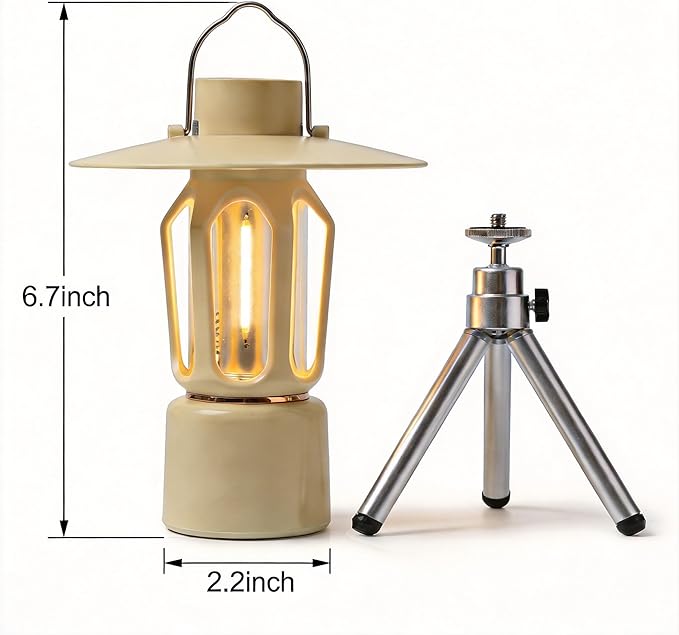 Retro Rechargeable Mini LED Camping Lantern, 400LM 2000mAh, IPX4 Waterproof with Stand/Magnetic Base/Hook, 5 Light Modes, Rechargeable Vintage Small Lantern for Camping, Hiking, Power Outages, Gifts
