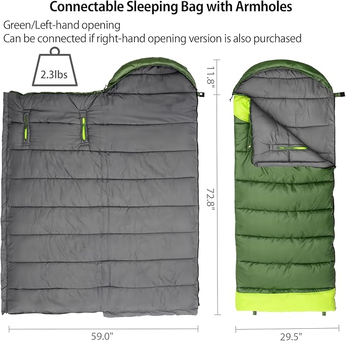 Wind Tour 3 Season Lightweight Waterproof Sleeping Bag Indoor & Outdoor for Hiking Backpacking Camping Traveling