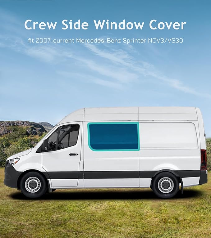 Extra-Thick Crew Window Cover for Mercedes-Benz Sprinter 2007-2026, Magnetic Insulated Blackout Sunshade, XPE Foam & Thinsulate Cotton, with Folding Panels， AllSeasonGuard Pro