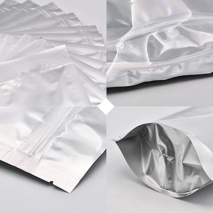 Wisesorb 1 Quart 60 Packs Mylar Bags For Food Storage, 7"x 10" Mylar Bags With Window, Freeze Dried Candy Bags, Reusable Storage Bags For Food, Mylar Food Storage Bags for Long Term Food Storage