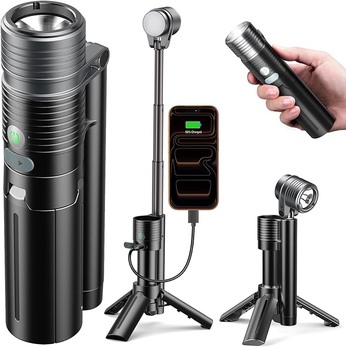 AsFrost Flashlight Camping Lights 2in-1, 180°Flip Dual Lamp 8-Mode LED Bright Weird Cool Unique Flash Light Camp Lantern Waterproof 4500mAh Type-C for Outdoor Home Emergency, Gift for Teen Men Women
