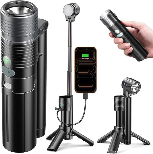 AsFrost Flashlight Camping Lights 2in-1, 180°Flip Dual Lamp 8-Mode LED Bright Weird Cool Unique Flash Light Camp Lantern Waterproof 4500mAh Type-C for Outdoor Home Emergency, Gift for Teen Men Women