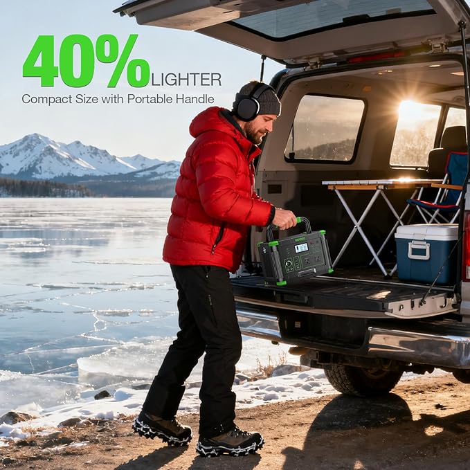 1000W Solar Generator 999Wh, Portable Power Station with 60W USB-C PD Output, 110V Pure Sine Wave AC Outlet Backup Lithium Battery for Outdoors Camping Travel Hunting Home (Peak 2000W)
