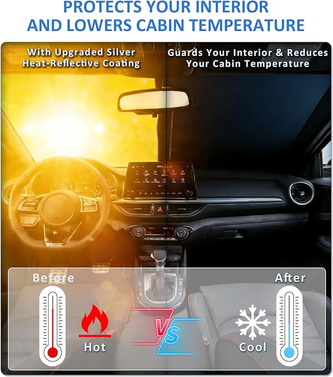 Windshield Sun Shade for 2013-2023 Chevy Trax Accessories, Car Front Window Sun Visor & Heat Shield | 240T Sunshade Protection Blocks UV Rays Keep Your Car Cooler