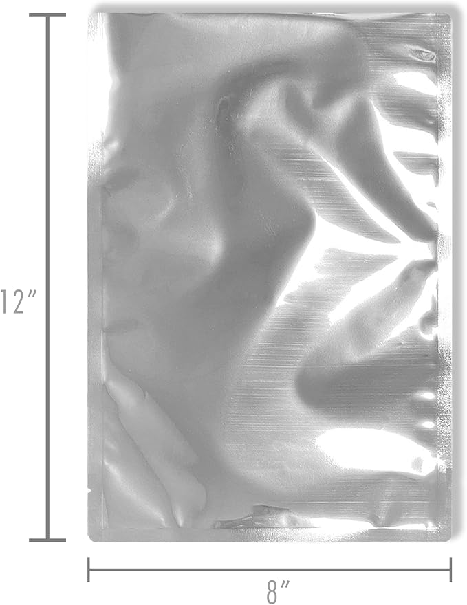PackFreshUSA: Quart (8" x 12") AirTight Mylar Bags -300cc Oxygen Absorbers - Long-Term Food Storage - Genuine Standard Thickness - Heat Sealable - Food Grade - Pack of 50