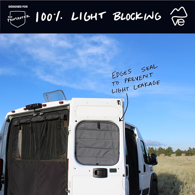 VanEssential Insulated Blackout Rear Door Window Covers Designed for RAM Promaster Bare Metal Window Frame Van Years 2014 to Current Model (Pair)- Charcoal Gray