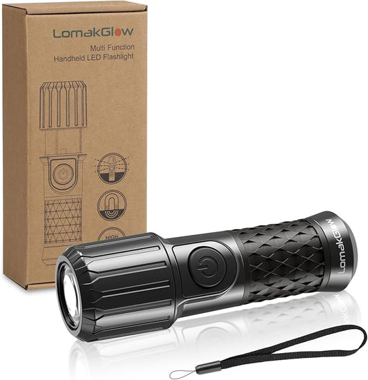 Multi-Function Hand-Powered LED Flashlight, IPX4 Waterproof, Magnetic Base, 3 Lighting Modes, Collapsible & Handheld for Home, Camping, and Hiking