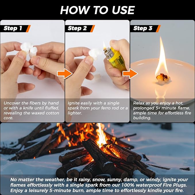 MAQIHAN Fire Starter - 25PACK Fire Plugs Fire Starter Survival Tool, Fire Starters for Campfires, Fire Starter Kit, Fire Starters for Survival, Fire Starter Sticks for BBQ Fireplace Camping