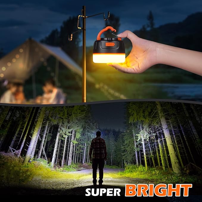 Yonktoo Rechargeable LED Camping Lantern 1000LM, 300H Runtime, 6400mAh, IPX5 Waterproof Tent Light for Camping, Hiking, Power Outages, Home, Emergency Use - Wireless Remote Edition,Orange