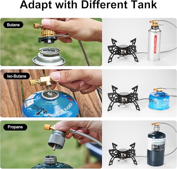 Odoland 3800W Portable Camping Stove Lightweight Gas Stove Collapsible Backpacking Stove with EVA Box Compatiable with Three Kinds of Gas Canister for Outdoor Camping Cooking Hiking and Picnic