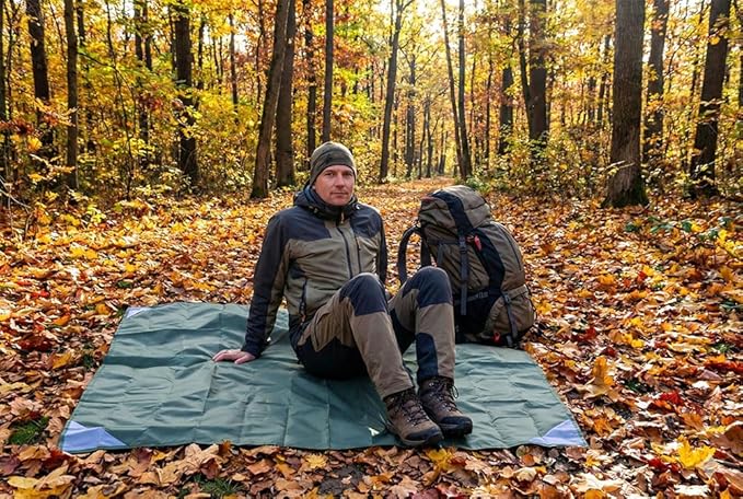 Orga'Neat Pocket Picnic Blanket, Sandproof Lightweight Pocket Camping Tarp, 55″x 60″ Foldable & Fits into Small Bag, Water Resistant Washable Quick Dry Compact Beach Mat for Outdoor Recreation